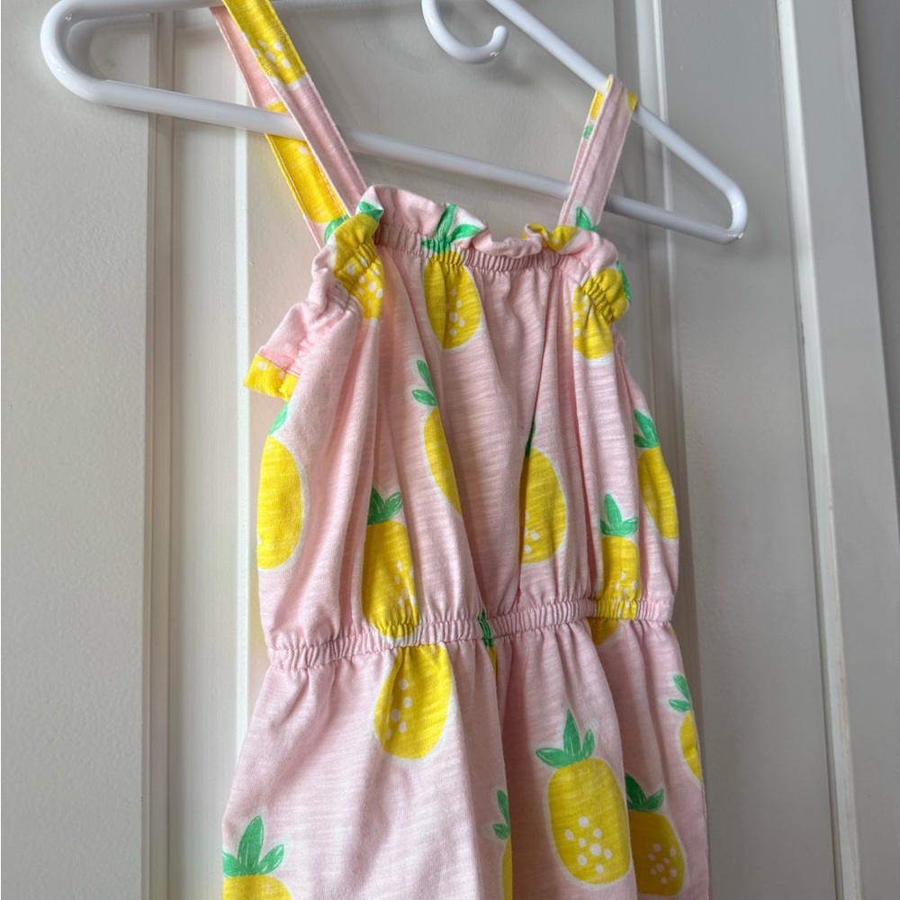 365 Kids by Garanimals Pink Pineapple Romper Girls Size 7 Summer Tropical - Picture 3 of 4